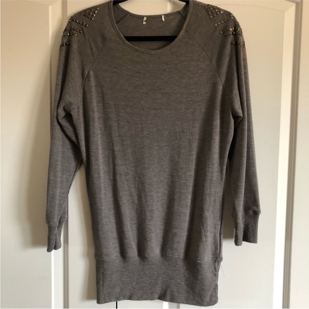 Long studded shoulder sweater